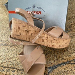 Prada Patent Leather wedge sandal